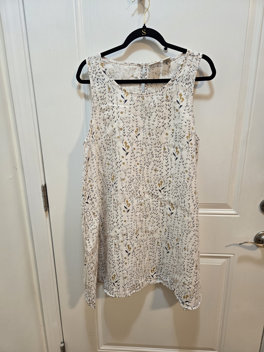 Rachel Zoe White Sleeveless Mini Dress with Yellow & Navy Floral Trim